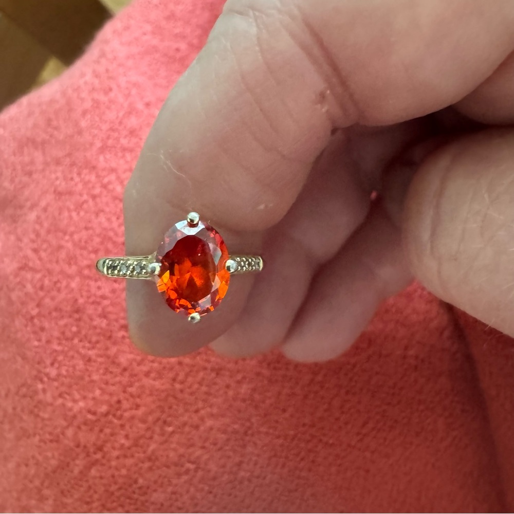 Silver  Gold Plated Mexican Fire Opal Ring